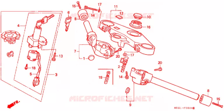 GUIDON - TE DE FOURCHE Honda MOTO 400 VFR 1990  VFR400R3L
