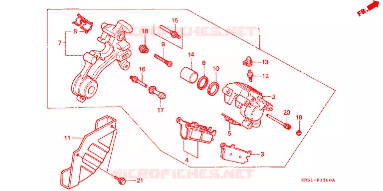 ETRIER DE FREIN ARRIERE (1) (R3J/RK/RL/R3L) Honda MOTO 250 XL 1990  XLR250R3L