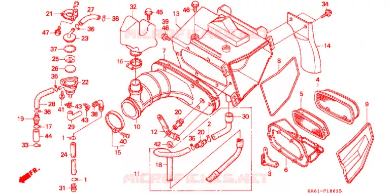 FILTRE A AIR (3) (RM/R3M/RN/R3N/RP/RR/R3R) Honda MOTO 250 XL 1992  XLR250R3N