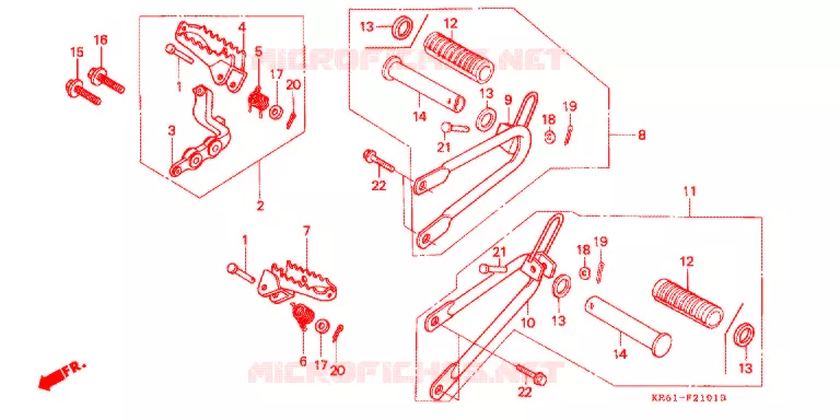 REPOSE PIED (2) (RM/R3M/RN/R3N/RP/RR/R3R) Honda MOTO 250 XL 1993  XLR250RP