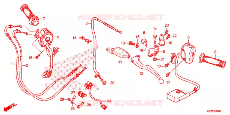 LEVIER DE GUIDON - CABLE - COMMODO Honda MOTO 250 CRF 2018  CRF250RLJ