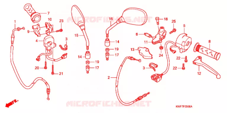 LEVIER DE GUIDON - CABLE - COMMODO Honda MOTO 125 CBF 2010  CBF125MA