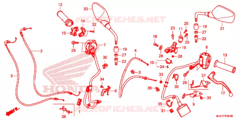 LEVIER DE GUIDON - CABLE - COMMODO Honda MOTO 650 CB 2018  CB650FJ