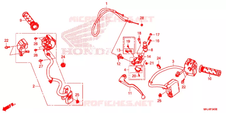 LEVIER DE GUIDON - CABLE - COMMODO Honda MOTO 1000 CB 2018  CB1000RAJ