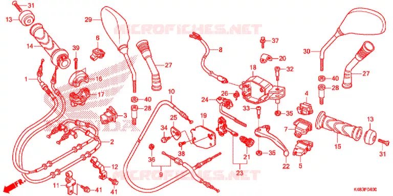 LEVIER DE GUIDON - CABLE - COMMODO Honda SCOOTER 110 SPACY 2018  SCR1105WHJ