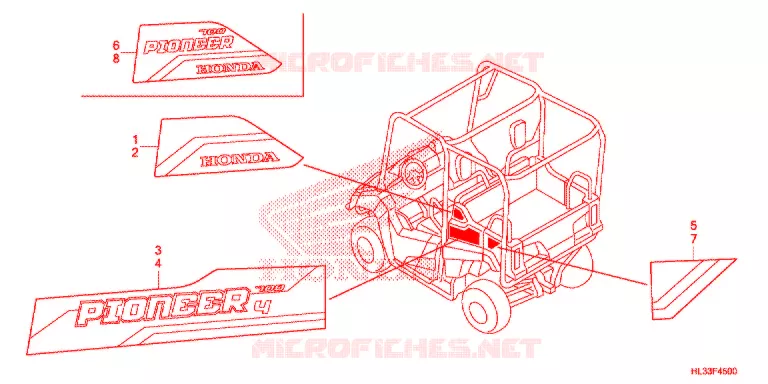 AUTOCOLLANTS Honda ATV 700 PIONEER 2018  SXS700M4J