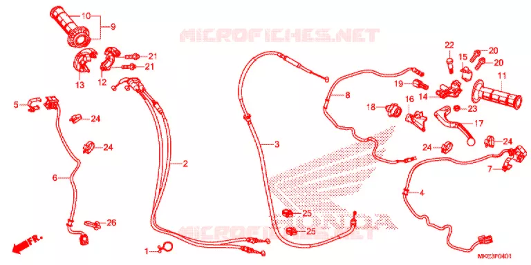 LEVIER DE GUIDON - CABLE - COMMODO (CRF450RJ/RXJ) Honda MOTO 450 CRF 2018  CRF450RJ