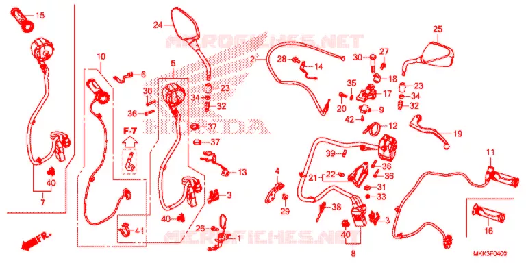 LEVIER DE GUIDON - CABLE - COMMODO (CRF1000A/A2/AL/AL2) Honda MOTO 1000 AFRICA-TWIN 2020  CRF1000AJ