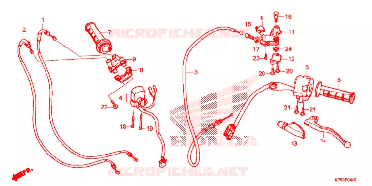 LEVIER DE GUIDON - CABLE - COMMODO Honda MOTO 190 XR 2017  XR190LH