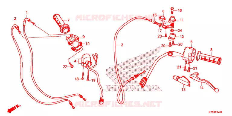 LEVIER DE GUIDON - CABLE - COMMODO Honda MOTO 190 XR 2017  XR190CTH