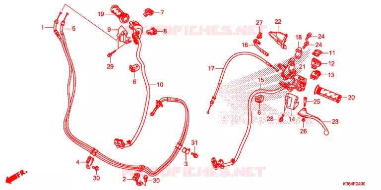 LEVIER DE GUIDON - CABLE - COMMODO Honda SCOOTER 150 PCX 2018  WW150J_A