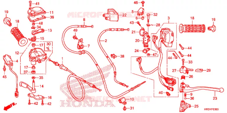 LEVIER DE GUIDON - CABLE - COMMODO Honda ATV 420 FOURTRAX 2019  TRX420FM1K