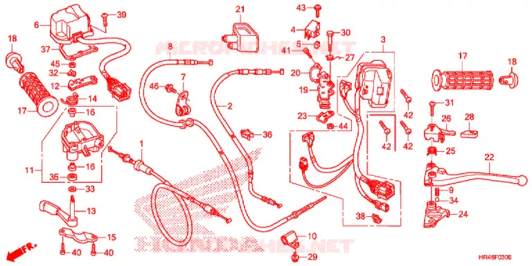 LEVIER DE GUIDON - CABLE - COMMODO Honda ATV 500 FOURTRAX 2019  TRX500FM2K