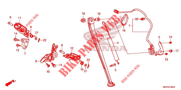REPOSE PIED   BEQUILLE pour Honda CRF 450 L 2019