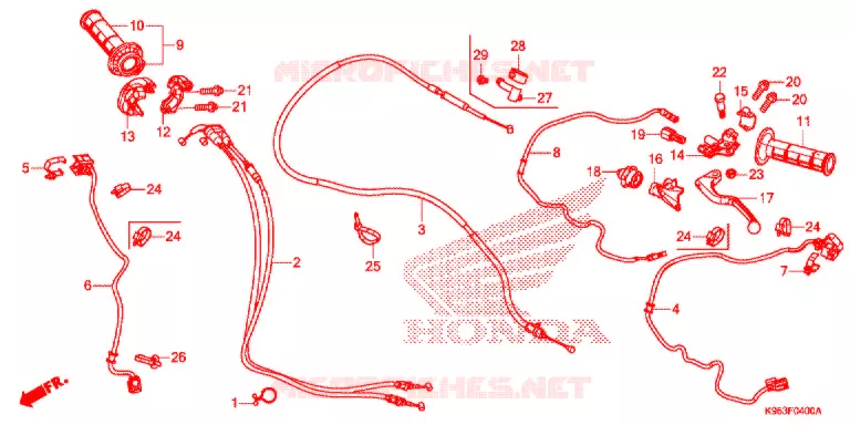 LEVIER DE GUIDON - CABLE - COMMODO Honda MOTO 250 CRF 2020  CRF250RK