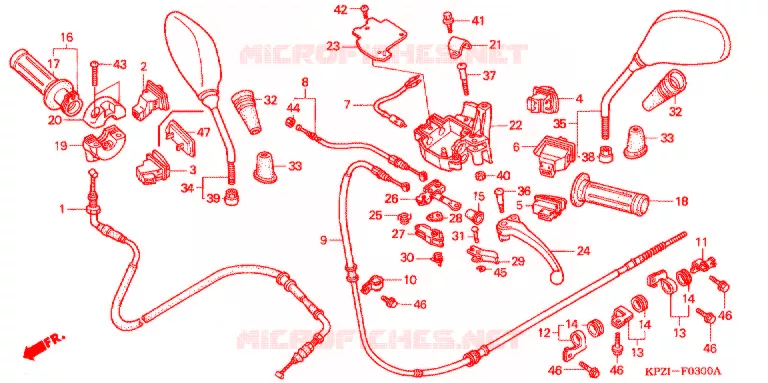 LEVIER DE GUIDON - CABLE - COMMODO Honda SCOOTER 125 DYLAN 2003  SES1253