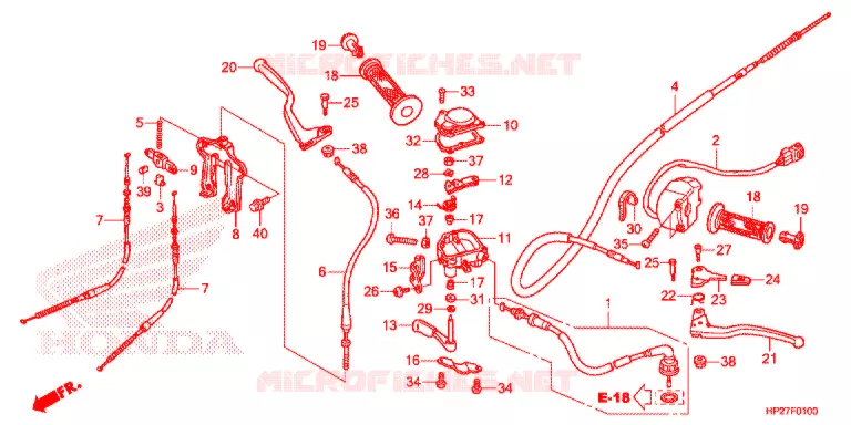 LEVIER DE GUIDON - CABLE - COMMODO Honda ATV 90 FOURTRAX 2017  TRX90XF