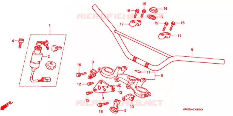 GUIDON - TE DE FOURCHE Honda MOTO 80 CRM 1995  CRM80R