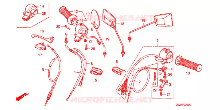 LEVIER DE GUIDON - CABLE - COMMODO Honda MOTO 50 CHALY 1997  CF50V