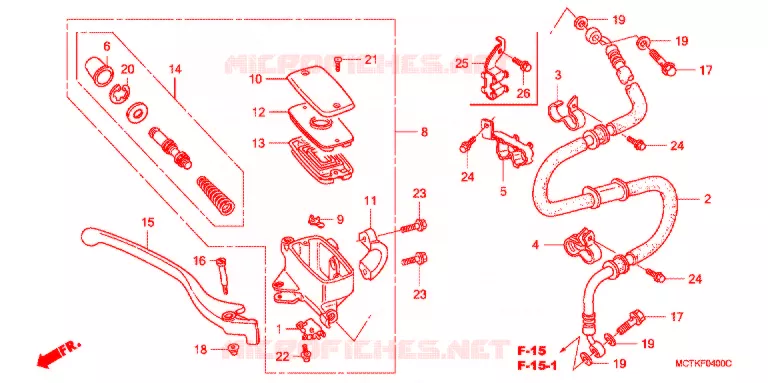 MAITRE CYLINDRE DE FREIN AVANT (FJS400D/FJS600D) Honda SCOOTER 600 SILVERWING 2007  FJS600A7