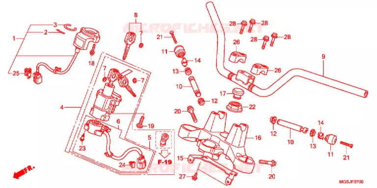 GUIDON - TE DE FOURCHE Honda MOTO 700 INTEGRA 2013  NC700DD