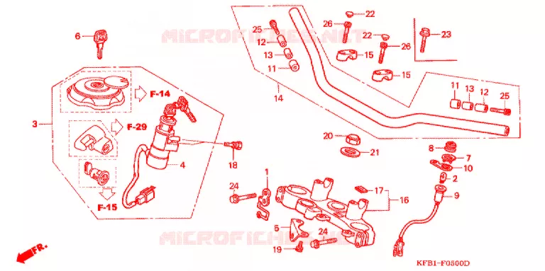 GUIDON - TE DE FOURCHE Honda MOTO 230 SL 2004  SL2304