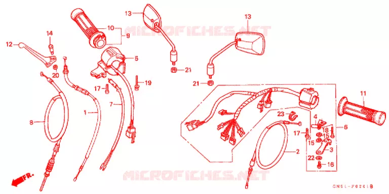 LEVIER DE GUIDON - CABLE - COMMODO (C100CMP/CMS) Honda MOTO 100 C100 1994  C100CMP