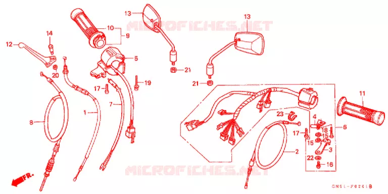 LEVIER DE GUIDON - CABLE - COMMODO (C100CMP/CMS) Honda MOTO 100 C100 1995  C100CMS