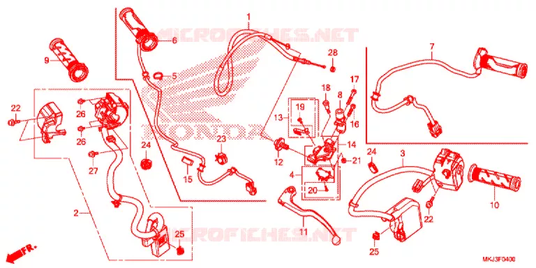 LEVIER DE GUIDON - CABLE - COMMODO Honda MOTO 1000 CB 2019  CB1000RAK