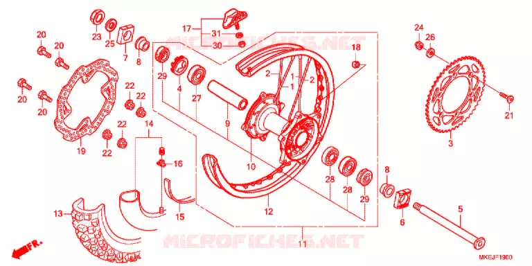 ROUE ARRIERE Honda MOTO 450 CRF 2020  CRF450RL