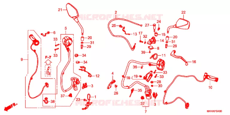LEVIER DE GUIDON - CABLE - COMMODO (CRF1000A/A2/AL2) Honda MOTO 1000 AFRICA-TWIN 2019  CRF1000AL2K