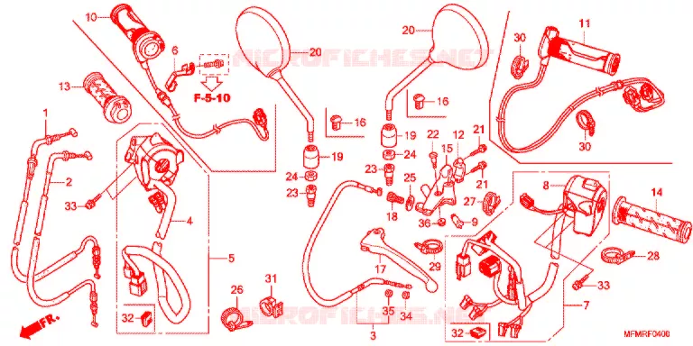 LEVIER DE GUIDON - CABLE - COMMODO Honda MOTO 400 CB 2021  CB400SADK