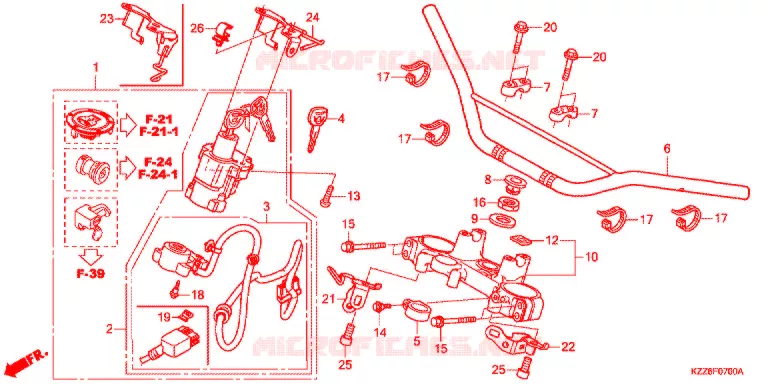 GUIDON - TE DE FOURCHE Honda MOTO 250 CRF 2020  CRF250RLAK