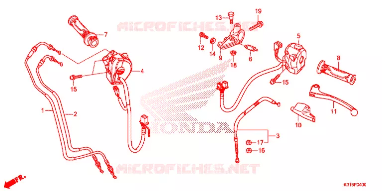 LEVIER DE GUIDON - CABLE - COMMODO Honda MOTO 250 CB 2017  MC250AH