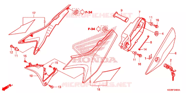 COUVERCLES LATERAUX Honda MOTO 250 CRF 2014  CRF250LE