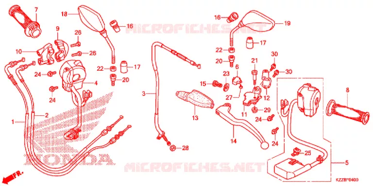 LEVIER DE GUIDON - CABLE - COMMODO Honda MOTO 250 CRF 2015  CRF250LF_TH