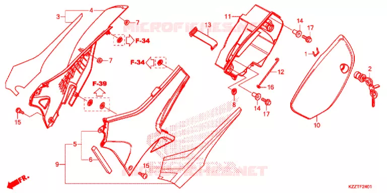 COUVERCLES LATERAUX (CRF250RL) Honda MOTO 250 CRF 2017  CRF250RLH
