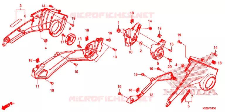 COUVERCLES LATERAUX Honda MOTO 125 MSX 2015  MSX125F