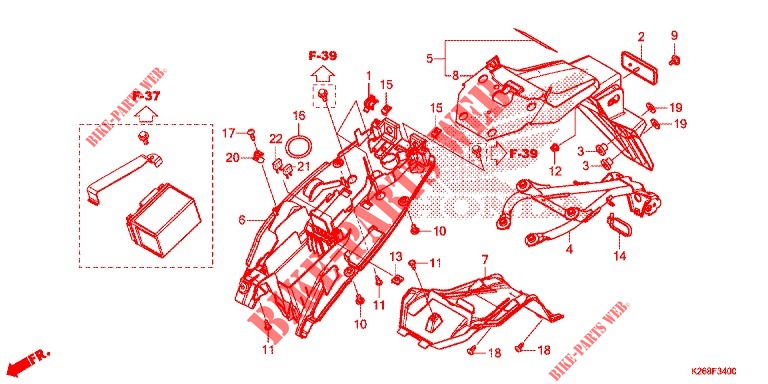 GARDE BOUE ARRIERE pour Honda MSX GROM 125 2015