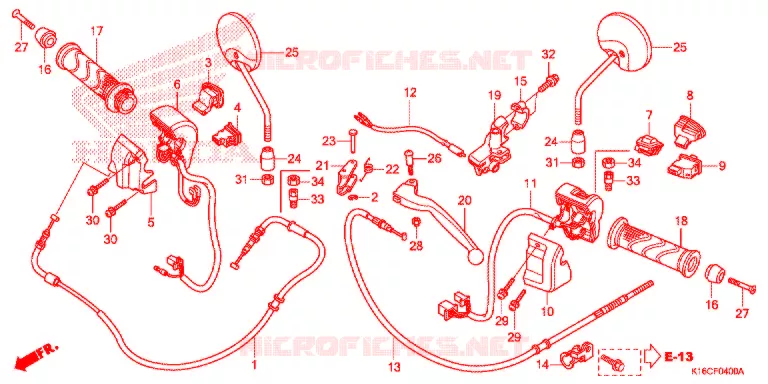 LEVIER DE GUIDON - CABLE - COMMODO Honda SCOOTER 110 SCOOPY 2015  ACF110SFF