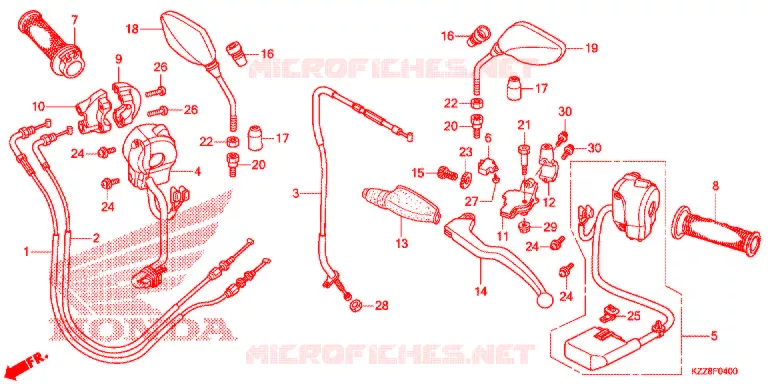 LEVIER DE GUIDON - CABLE - COMMODO Honda MOTO 250 CRF 2018  CRF250LF_TH