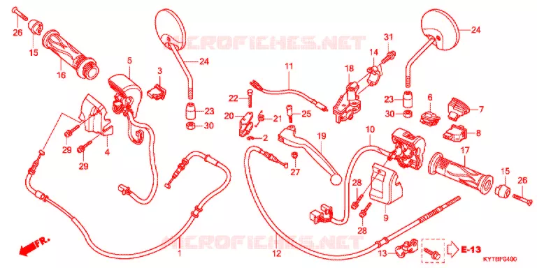 LEVIER DE GUIDON - CABLE - COMMODO Honda SCOOTER 110 SCOOPY 2012  ACD110SFC