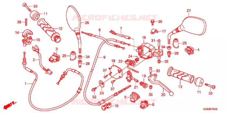 LEVIER DE GUIDON - CABLE - COMMODO (4) Honda SCOOTER 110 CLICK 2011  ACB110BB