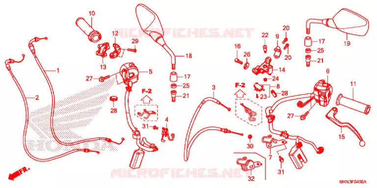 LEVIER DE GUIDON - CABLE - COMMODO Honda MOTO 650 CB 2020  CB650RAL