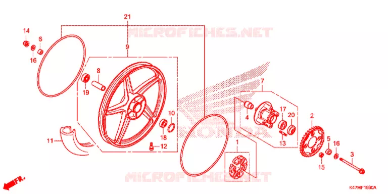ROUE ARRIERE (AFP125CSF) Honda MOTO 125 DASH 2021  AFP125CSFL