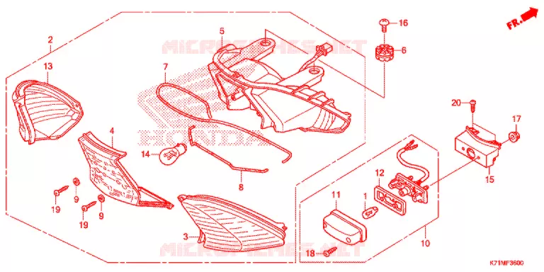 FEU ARRIERE Honda MOTO 110 WAVE 2020  AFS110MCSL