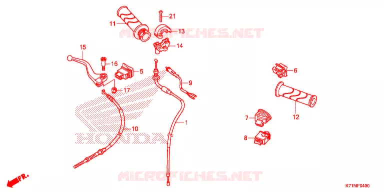 LEVIER DE GUIDON - CABLE - COMMODO Honda MOTO 110 WAVE 2022  AFS110MCSL