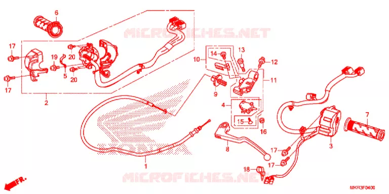 LEVIER DE GUIDON - CABLE - COMMODO Honda MOTO 1000 CBR 2021  CBR1000STM