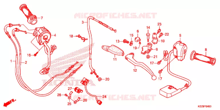 LEVIER DE GUIDON - CABLE - COMMODO Honda MOTO 250 CRF 2020  CRF250LL