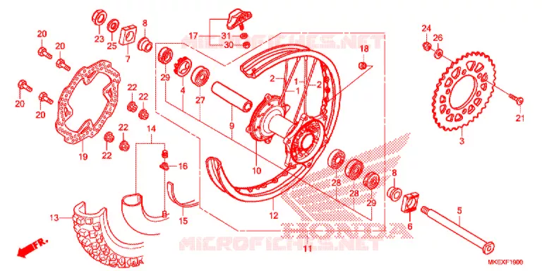 ROUE ARRIERE Honda MOTO 450 CRF 2020  CRF450XK